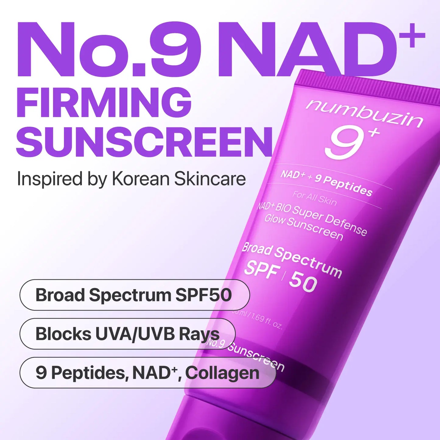 [Numbuzin Official Shop] No.9 NAD+ Glow AM Set | No.9 NAD+ PDRN Glow Boosting Toner + No.9 NAD+ BIO Lifting-Sil Essence + No.9 NAD+ BIO Super Defense Glow Sunscreen with SPF 50 | Glowing, Firming, Hydrating | Peptides, NAD+