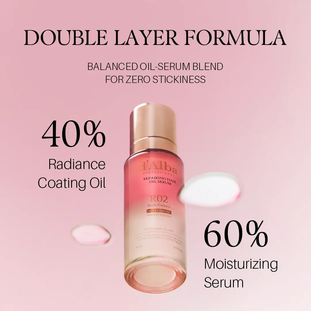 [OFFICIAL D'Alba] Professional Reparing Hair Oil Serum (2.54 Fl Oz), Silky and Glossy Hair, Lightweight & Airy Finish, Argan Oil, Amino Acid, Protein Complex, Rose Freesia Scent
