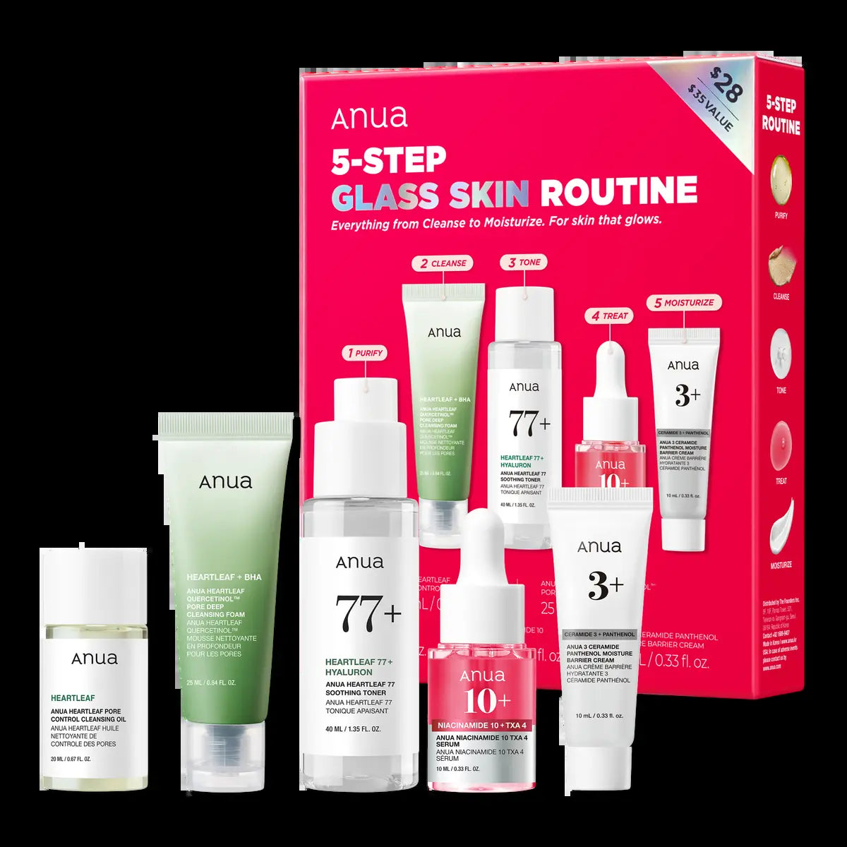 ANUA 5-Step Glass Skin Routine Set