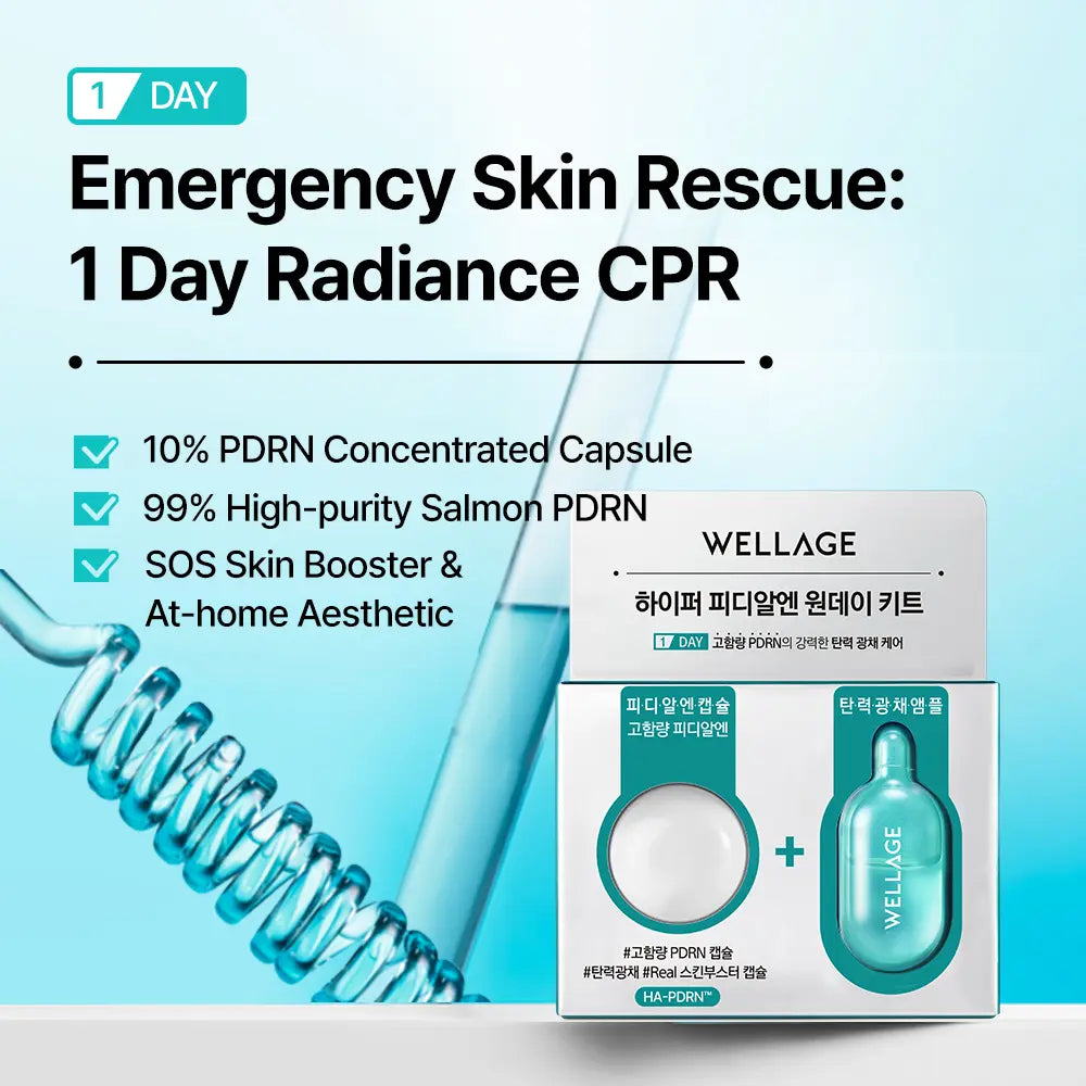 Wellage Hyper PDRN Oneday Kit 7Ea/2Ea | PDRN, Salmon DNA, Travel Kit, Glowing Skin, Skin Repair, Skin Booster Korean Skincare