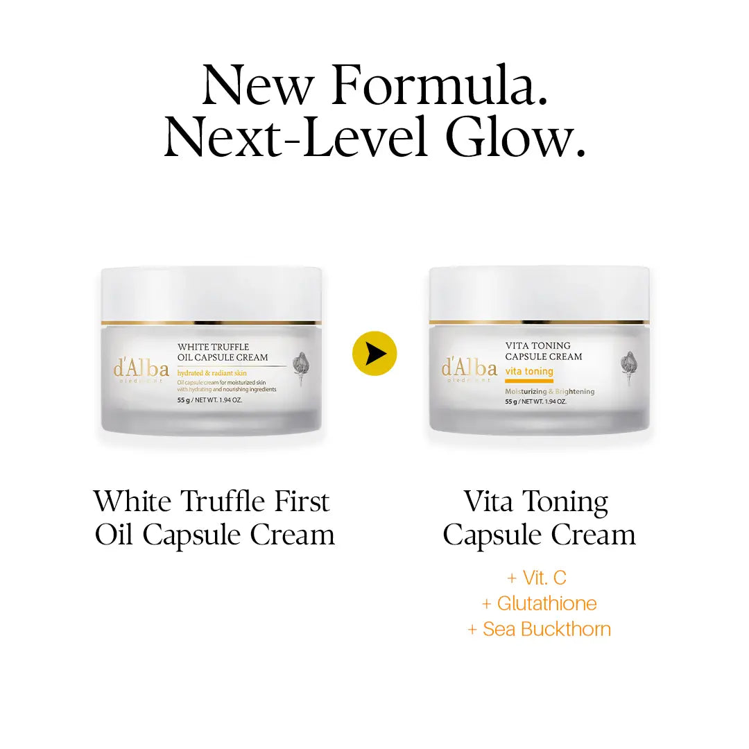 [OFFICIAL D'Alba] Vita Toning Capsule Cream – Daily Face Moisturizer W/ Trufferol, Ascorbic Acid, Niacinamide & Ceramide NP (1.94 Oz)
