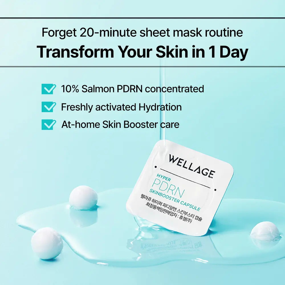 Wellage Hyper PDRN Oneday Kit 7Ea/2Ea | PDRN, Salmon DNA, Travel Kit, Glowing Skin, Skin Repair, Skin Booster Korean Skincare