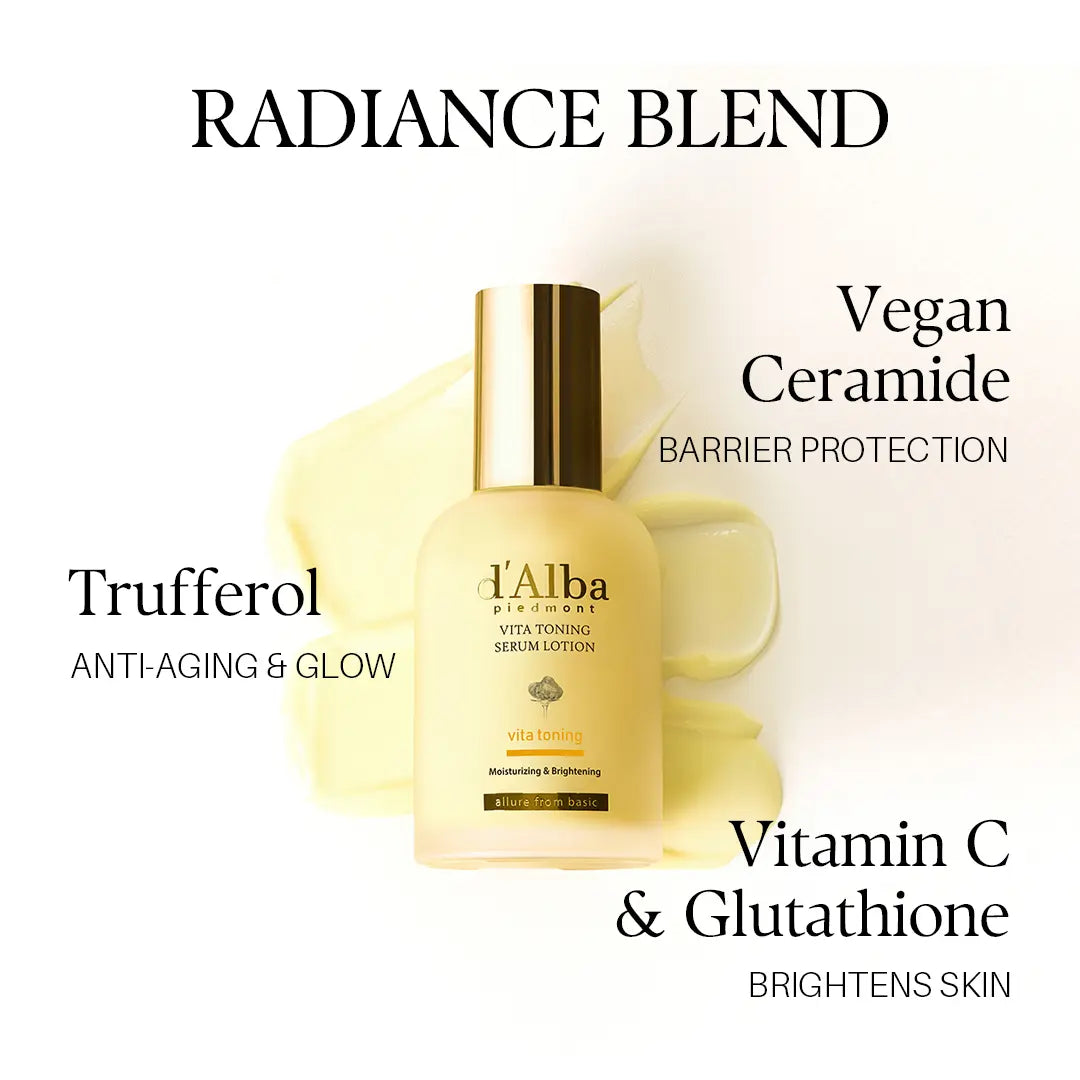 [OFFICIAL D'Alba] White Truffle Moisturizing Serum Lotion – Daily Milky Vitamin Lotion W/ Trufferol, Rose Water, Niacinamide, & Vitamin C - Hypoallergenic (3.38 Fl Oz)