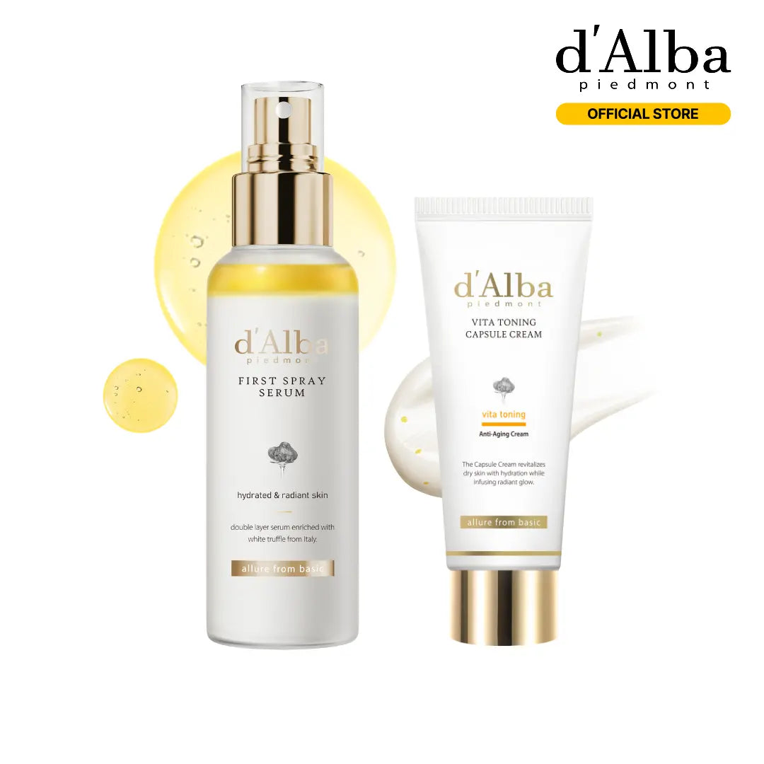 [OFFICIAL D'Alba] [Set] White Truffle First Spray Serum (3.38 Fl Oz) + Vita Toning Capsule Cream (1.94 Oz)