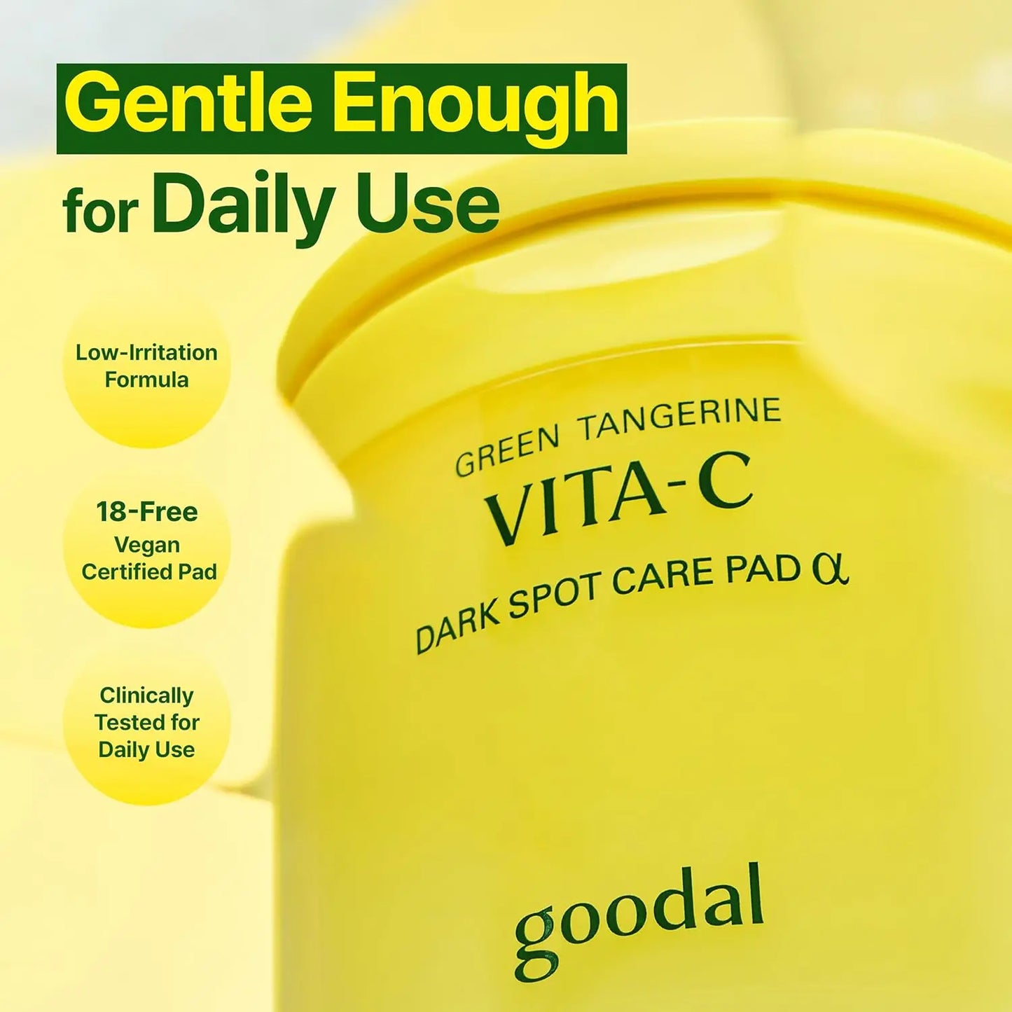 [GOODAL Official Shop] GOODAL Green Tangerine Vita C Dark Spot Care Pad ALPHA | Lightweight Brightening Toner Pads for Glass Skin Glow | Skin Repair & Moisturizing Care | Helps Improve Hyperpigmentation | 70 Sheets