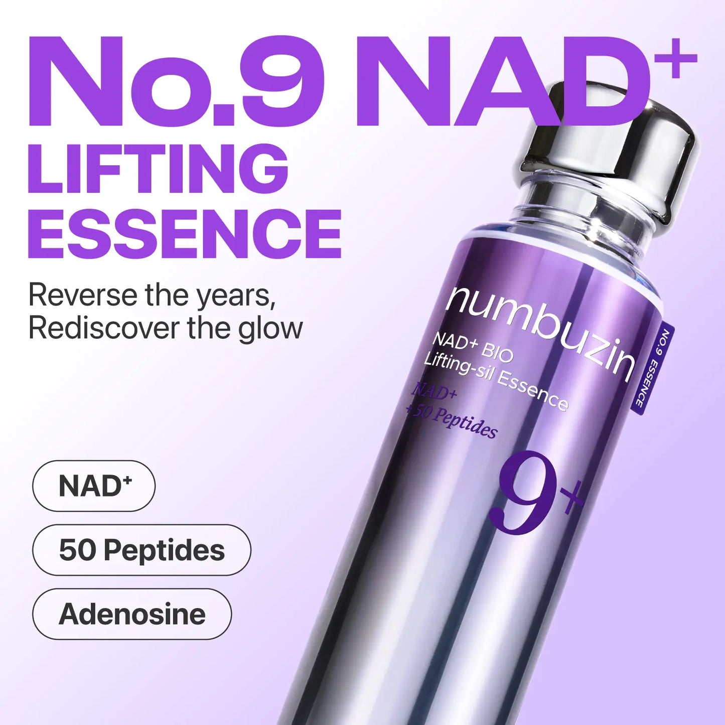 [Numbuzin Official Shop] No.9 NAD+ Glow AM Set | No.9 NAD+ PDRN Glow Boosting Toner + No.9 NAD+ BIO Lifting-Sil Essence + No.9 NAD+ BIO Super Defense Glow Sunscreen with SPF 50 | Glowing, Firming, Hydrating | Peptides, NAD+