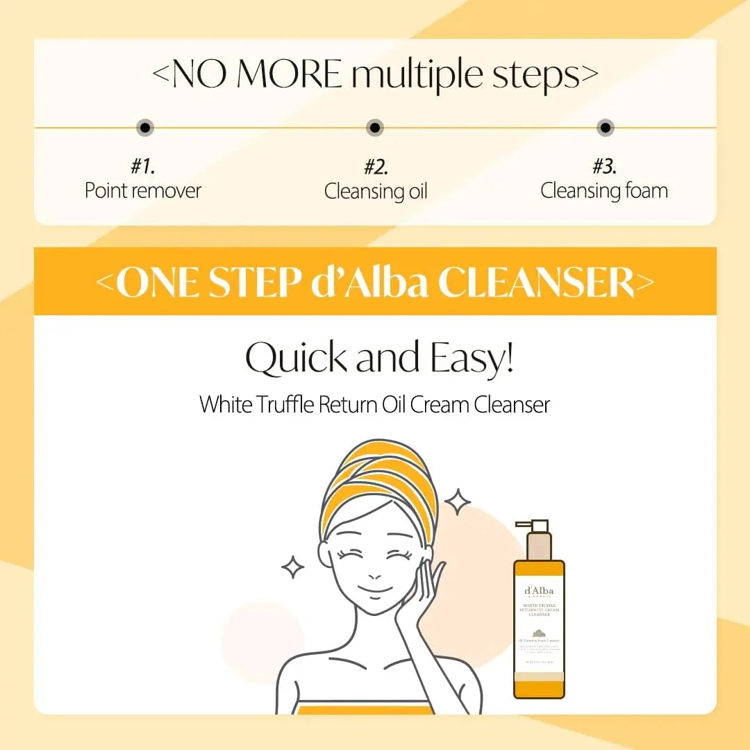[OFFICIAL D'Alba] White Truffle Return Oil Cream Cleanser, Vegan Skincare, Easy One Step Cleanser for Sebum & Makeup Removal, Hydrating Cleanser, for Sensitive Skin, Korean Skin Care