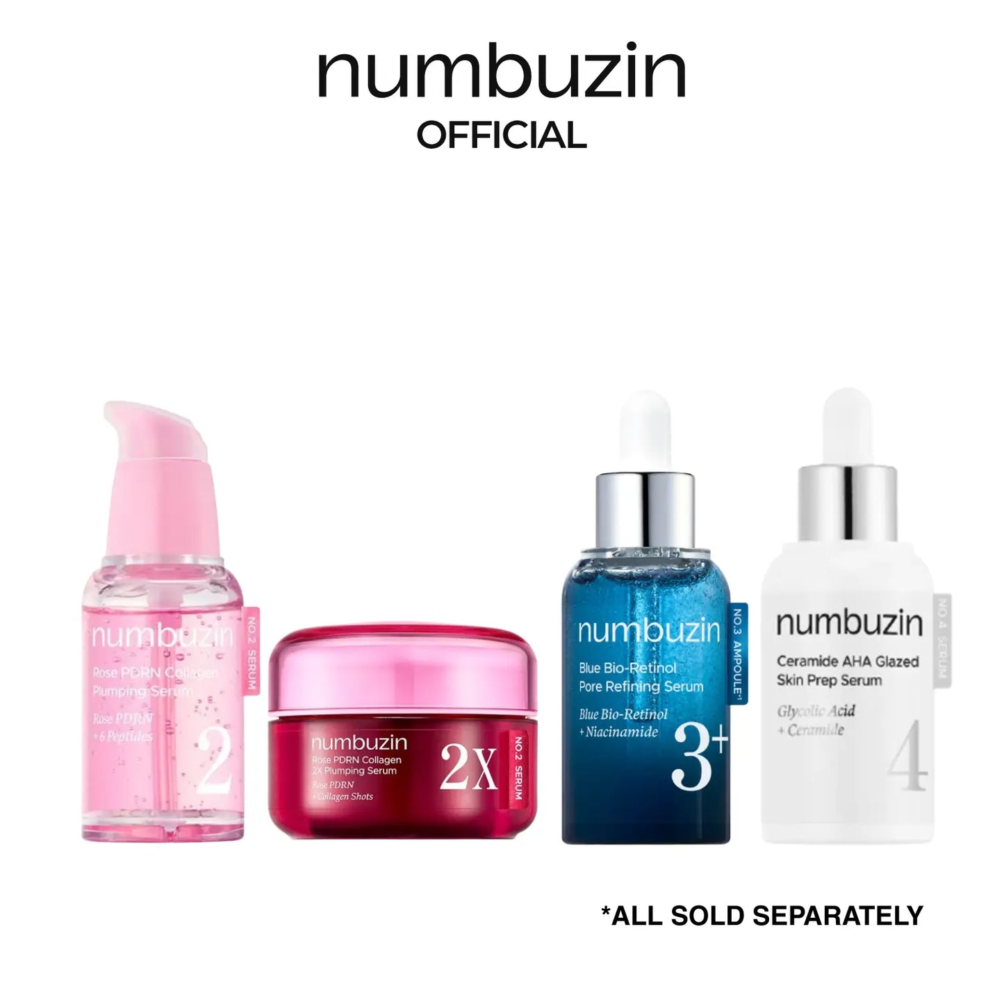 [Numbuzin Official] Serum Squad for Skin Concerns - Soothing, Plumping, Pore Refining, Skin Barrier | Collagen, PDRN, Retinol, Niacinamide
