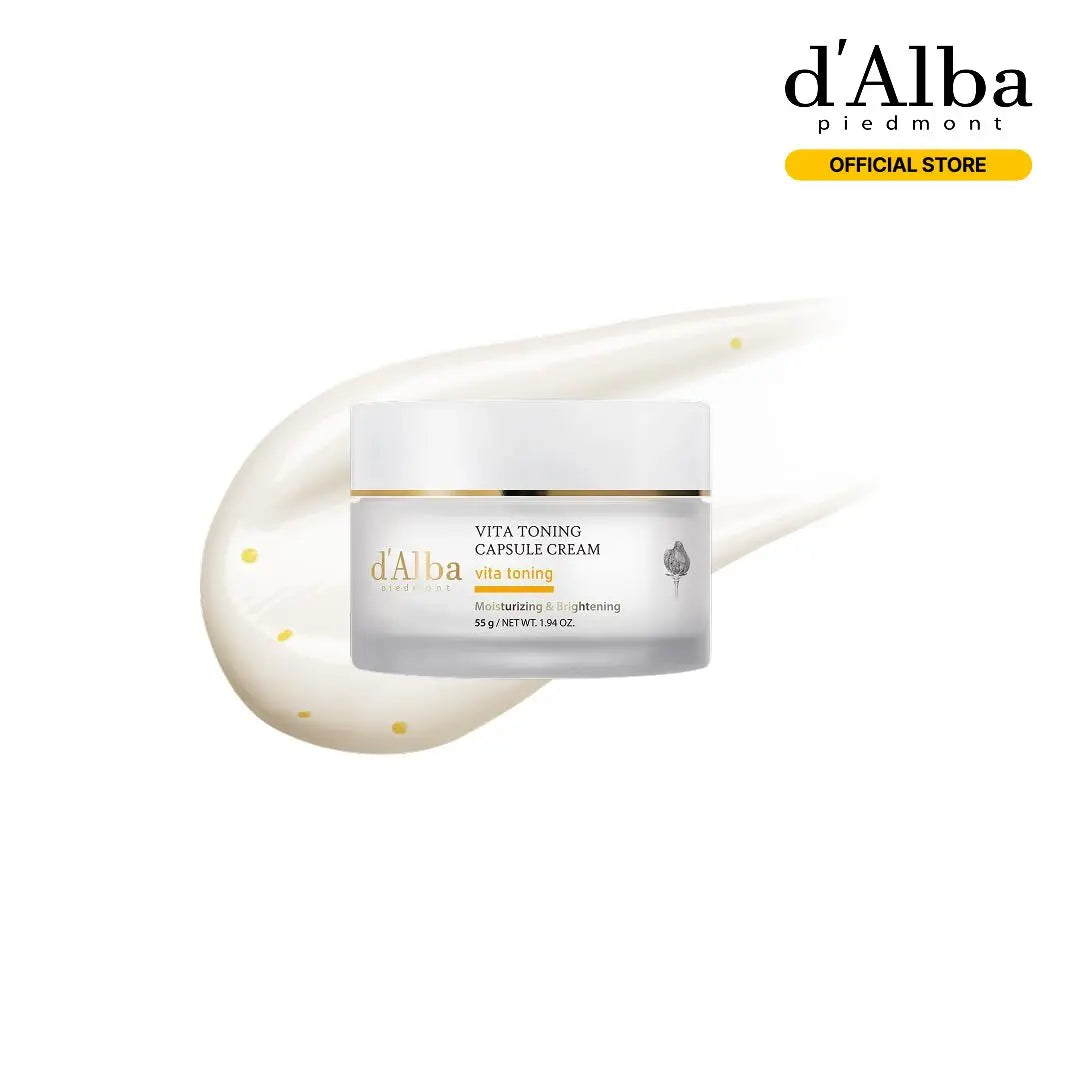 [OFFICIAL D'Alba] Vita Toning Capsule Cream – Daily Face Moisturizer W/ Trufferol, Ascorbic Acid, Niacinamide & Ceramide NP (1.94 Oz)