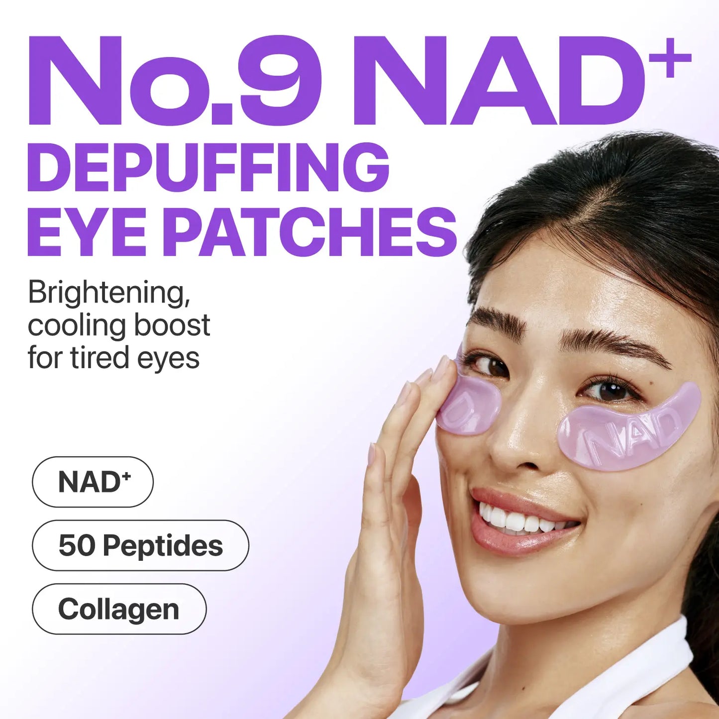 [Numbuzin Official] No.9 NAD+ Eye Patches | NAD+ Collagen under Eye Patches | Dark Circles, Cooling, Puffy Eyes, Eyebags, Wrinkles | Peptides, Caffeine, Niacinamide | Self Care, Gift | 5 Pairs, 10 Patches
