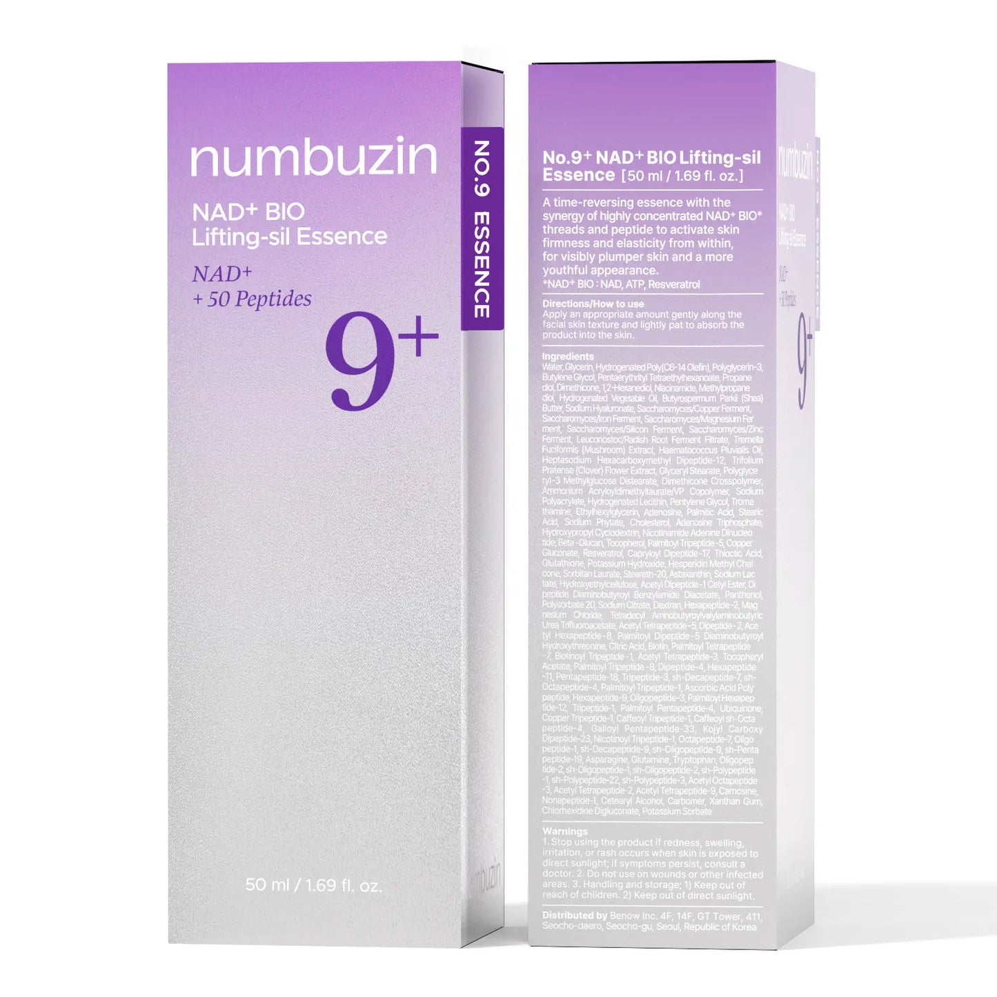 [Numbuzin Official Shop] No.9 NAD+ Peptide Essence | NAD+ BIO Lifting-Sil Essence | Lifting, Firming, Wrinkles, Fine Lines, Elasticity | Peptides, NAD+ | Serum for Aging, Dull Skin | 1.69 Fl. Oz.