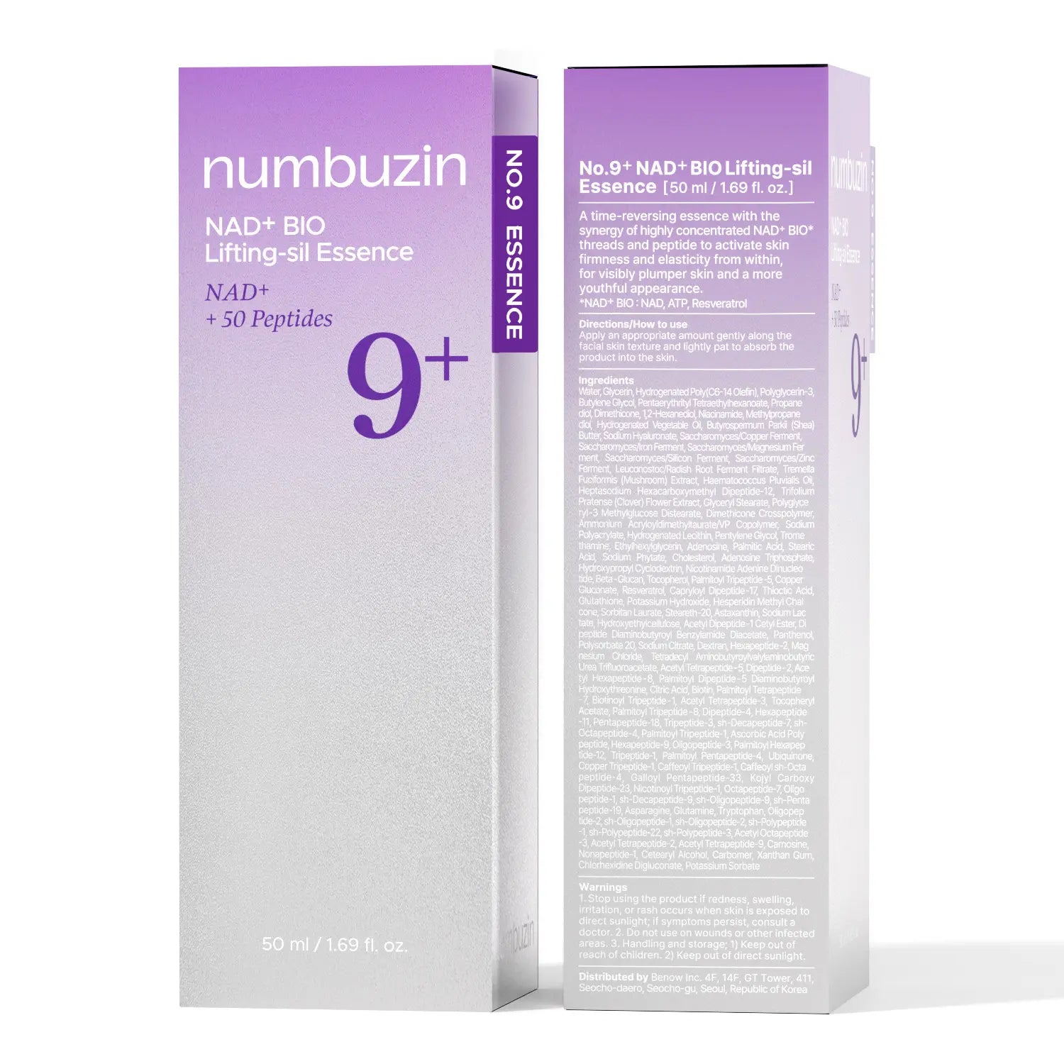 [Numbuzin Official Shop] No.9 NAD+ Peptide Essence | NAD+ BIO Lifting-Sil Essence | Lifting, Firming, Wrinkles, Fine Lines, Elasticity | Peptides, NAD+ | Serum for Aging, Dull Skin | 1.69 Fl. Oz.
