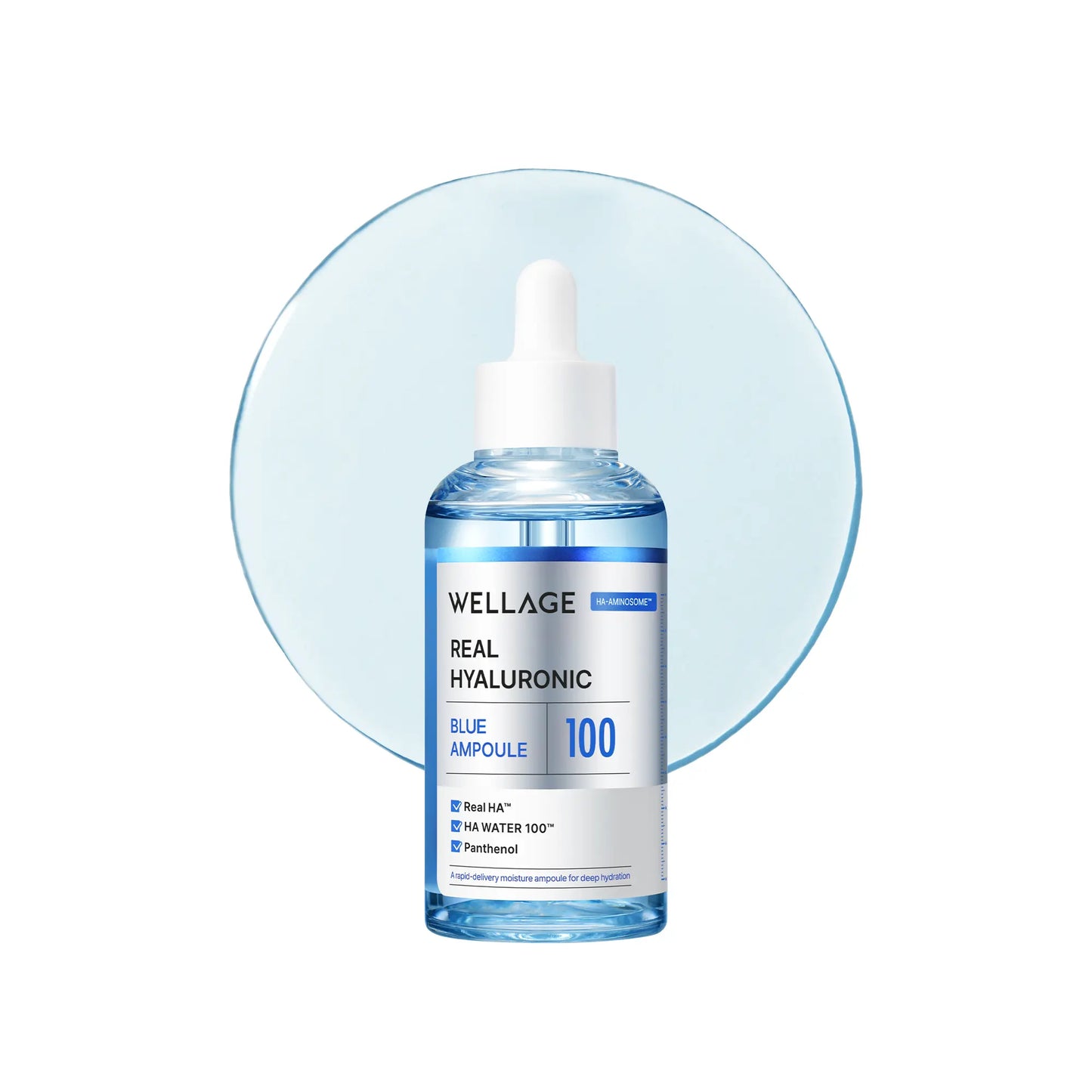 Wellage HYALURONIC DUO | Real Hyaluronic Blue Ampoule 75Ml (2.54 Fl.Oz) + Real Hyaluronic Oneday Kit 7Ea with Lightweight, 100% Pure Hyaluronic Acid for Deep Hydration and Dewy Skin, Korean Skincare Set