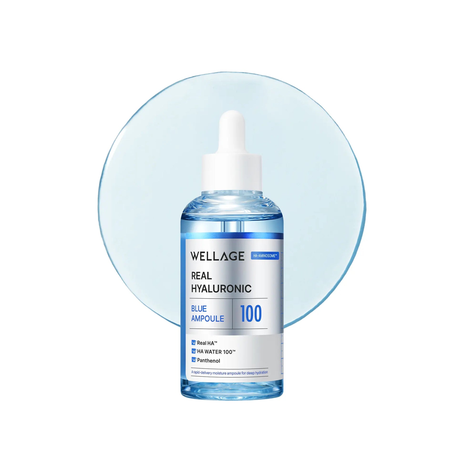 Wellage HYALURONIC DUO | Real Hyaluronic Blue Ampoule 75Ml (2.54 Fl.Oz) + Real Hyaluronic Oneday Kit 7Ea with Lightweight, 100% Pure Hyaluronic Acid for Deep Hydration and Dewy Skin, Korean Skincare Set