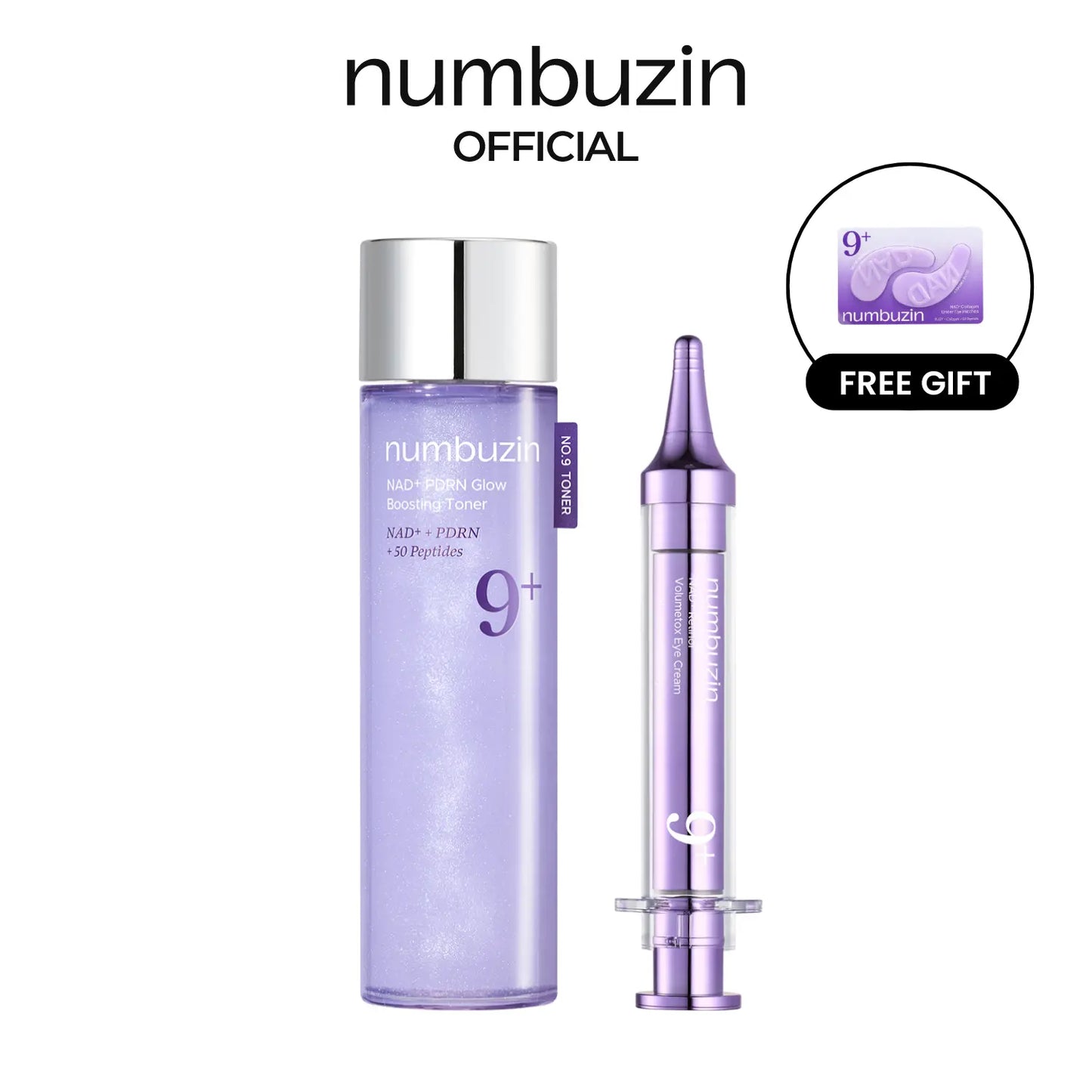 [Numbuzin Official Shop] No.9 NAD+ Glow up Duo | NAD, Peptides, PDRN, Retinol, Niacinamide | Anti-Aging, Wrinkles, Fine Lines, Eye Bags, Dark Circles, Firming