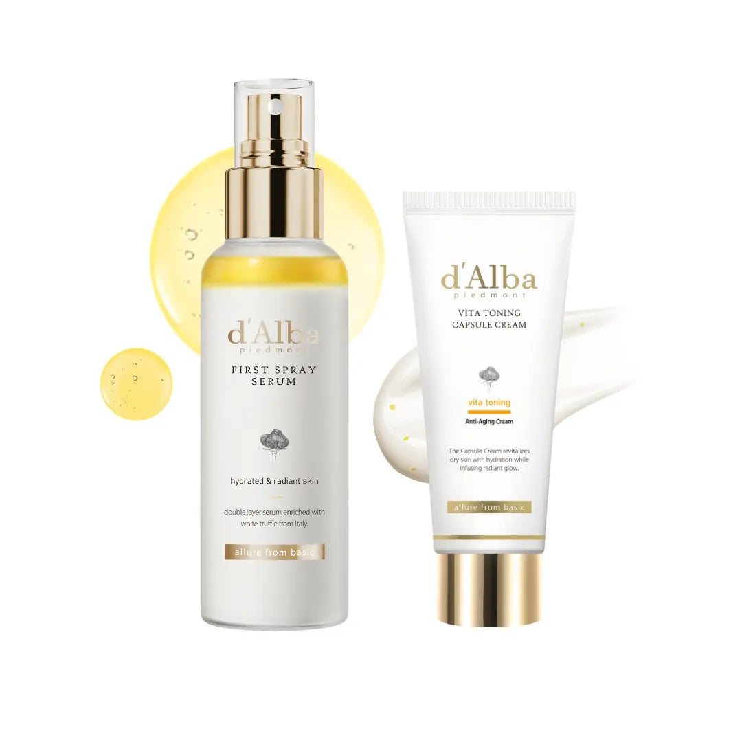[OFFICIAL D'Alba] [Set] White Truffle First Spray Serum (3.38 Fl Oz) + Vita Toning Capsule Cream (1.94 Oz)