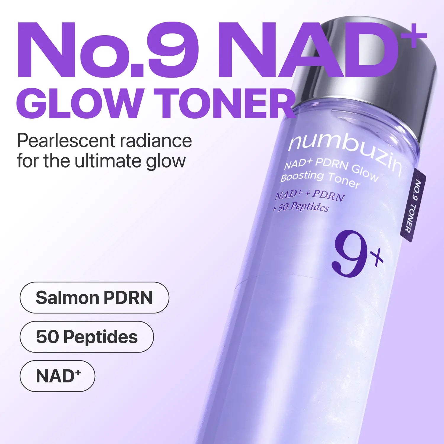 [Numbuzin Official Shop] No.9 NAD+ Glow AM Set | No.9 NAD+ PDRN Glow Boosting Toner + No.9 NAD+ BIO Lifting-Sil Essence + No.9 NAD+ BIO Super Defense Glow Sunscreen with SPF 50 | Glowing, Firming, Hydrating | Peptides, NAD+