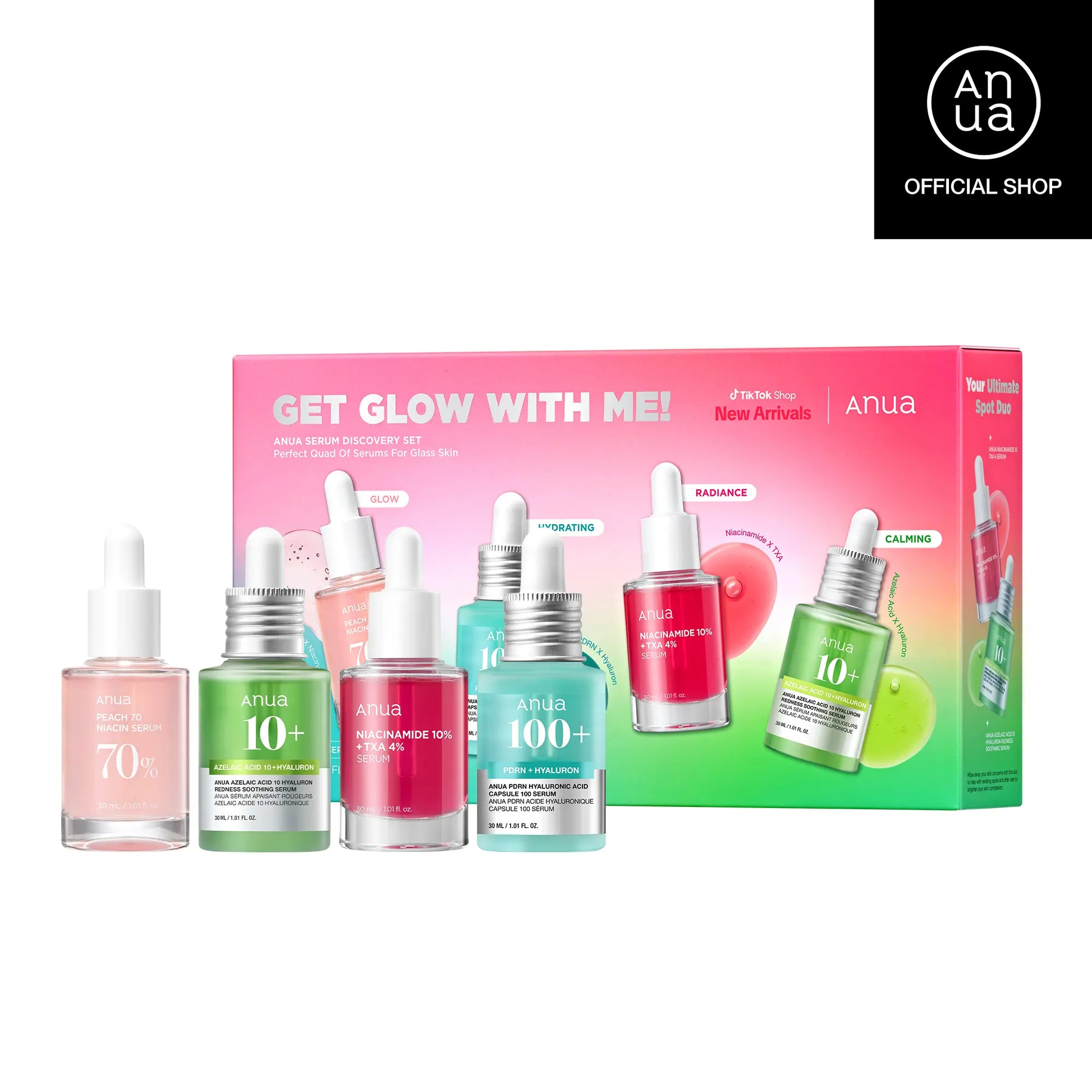 [Anua Official Shop] Anua Serum Discovery Set: Perfect Quad of Serums for Glass Skin | Discoloration, Niacinamide Serum, Azelaic Acid, Hyaluronic Acid