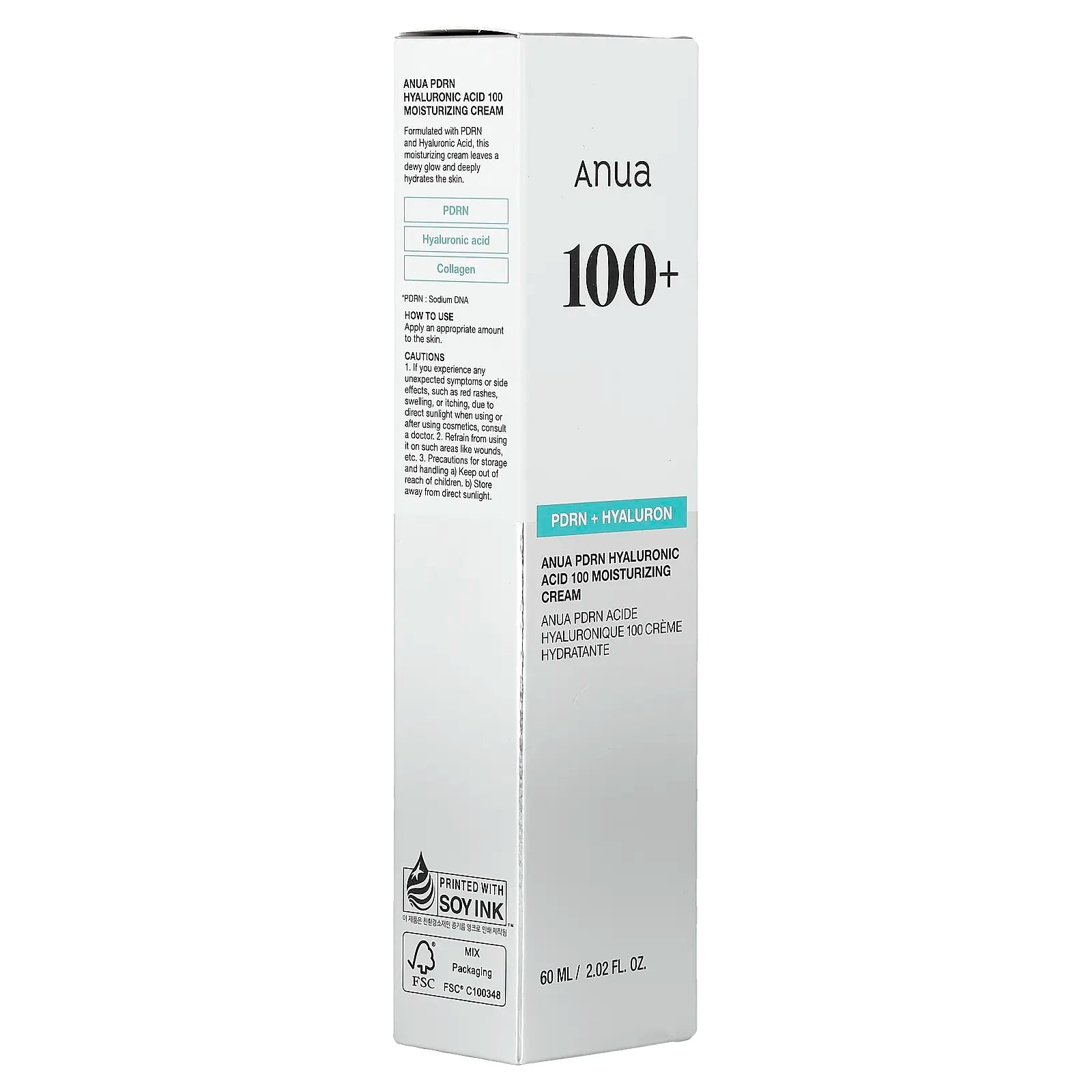 Anua PDRN Hyaluronic Acid 100 Moisturizing Cream, 2.02 Fl Oz (60 Ml)