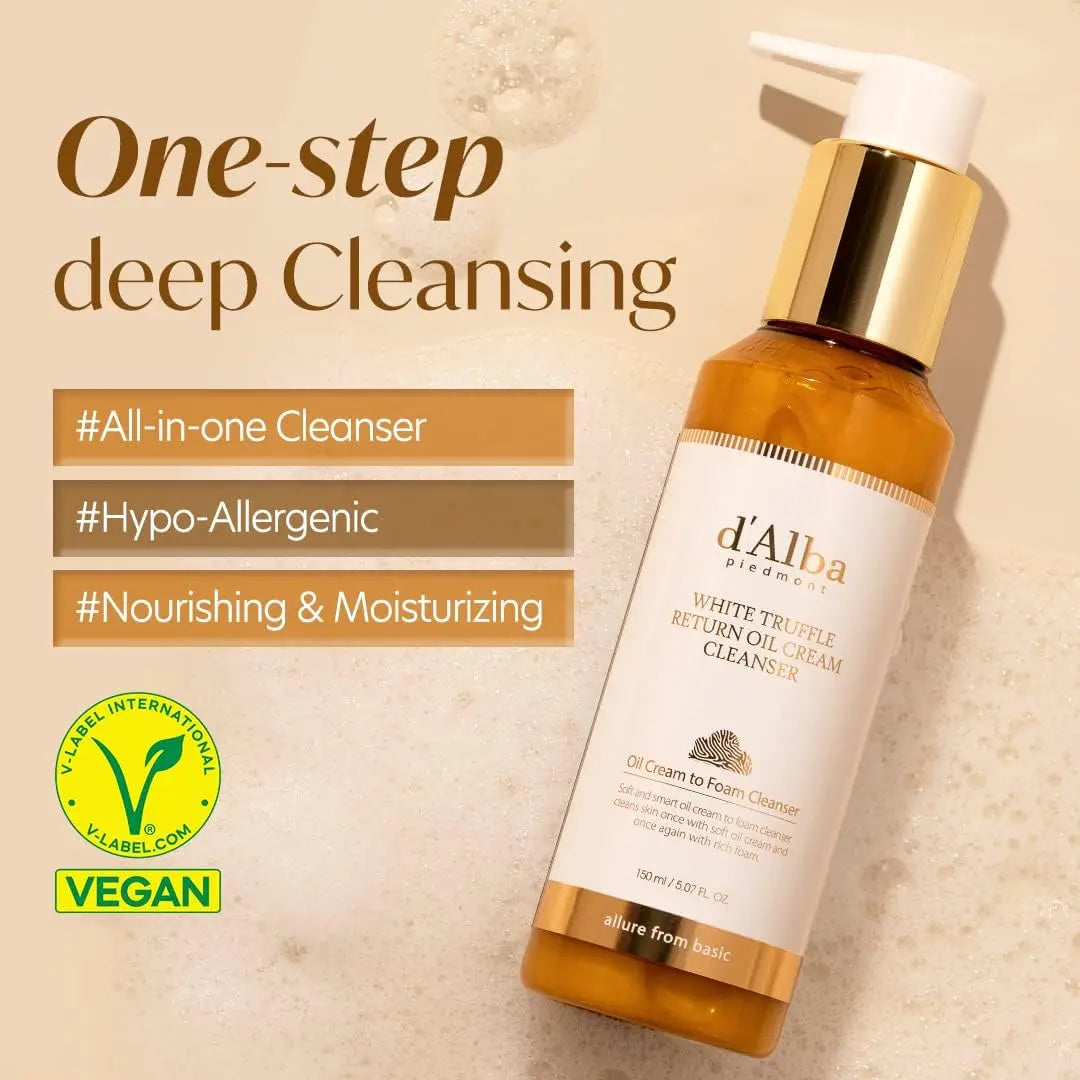 [OFFICIAL D'Alba] White Truffle Return Oil Cream Cleanser, Vegan Skincare, Easy One Step Cleanser for Sebum & Makeup Removal, Hydrating Cleanser, for Sensitive Skin, Korean Skin Care