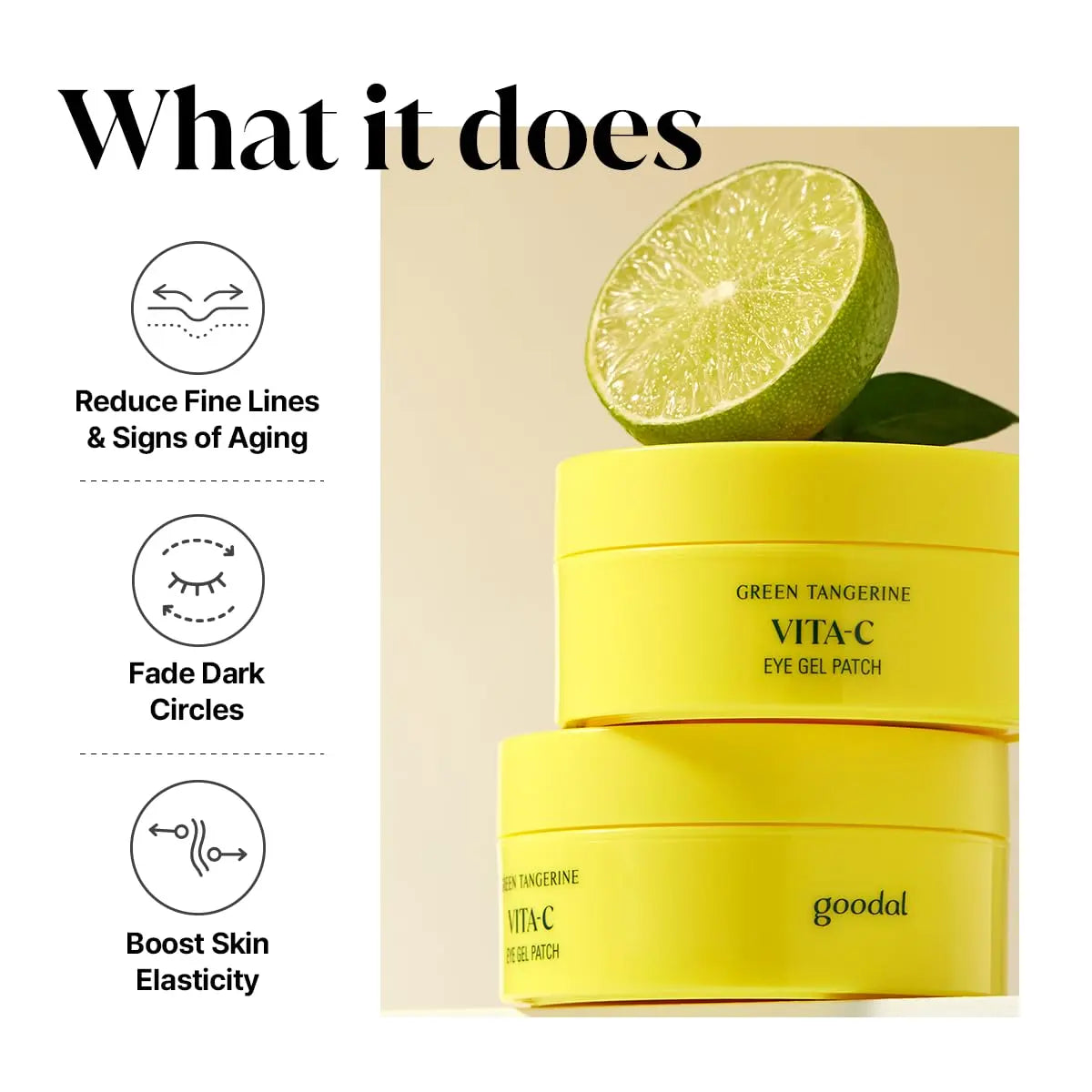 GOODAL Green Tangerine Vitamin C Moisturizing Eye Patch | 5-Minute, Hydrating Gel Patch (60 Sheets)