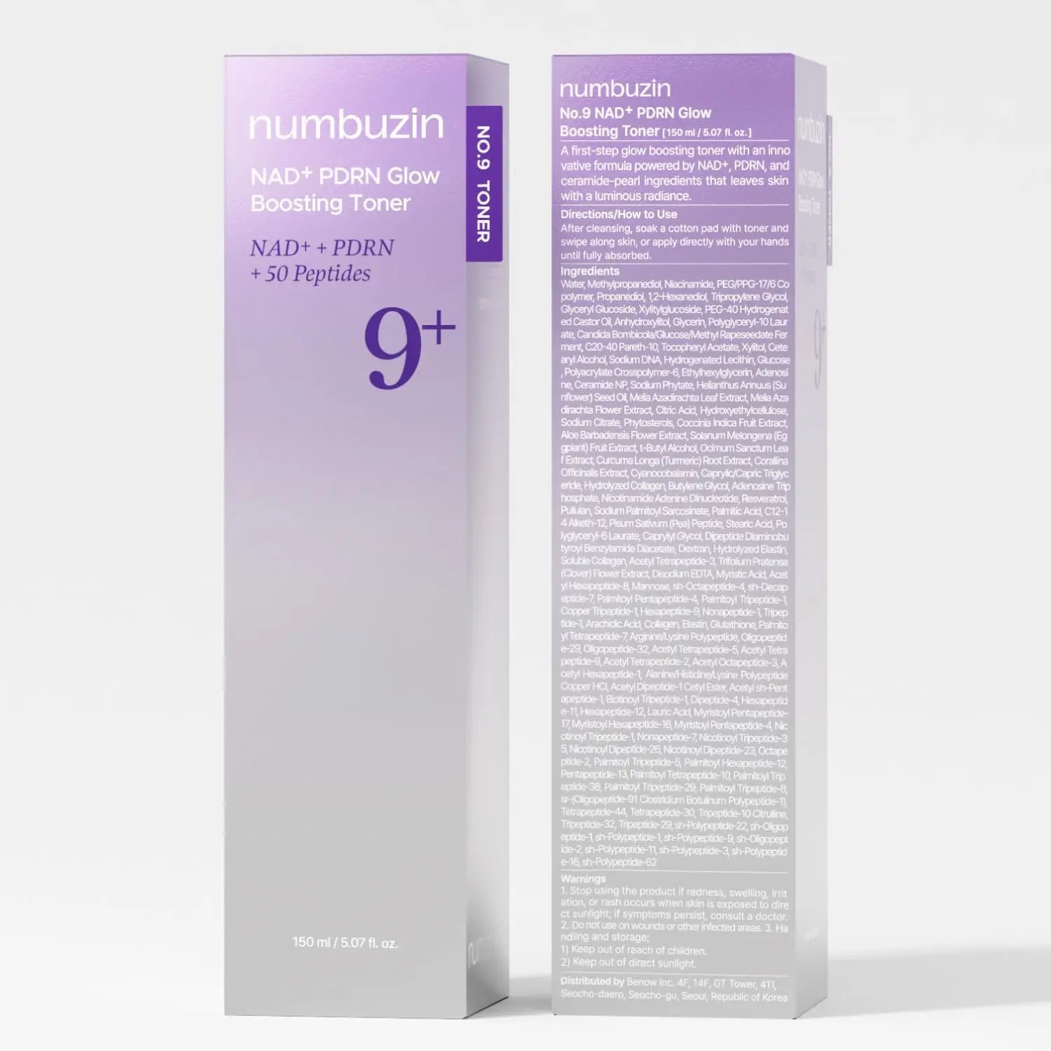 Numbuzin No.9 NAD+ Salmon PDRN Glow Boosting Toner for Radiance & Hydration, Lightweight Dewy Finish, 5.07 Fl Oz, Korean Skincare for Wrinkles & Fine Lines