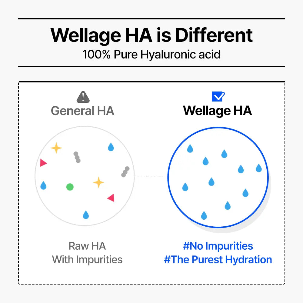 Wellage HYALURONIC DUO | Real Hyaluronic Blue Ampoule 75Ml (2.54 Fl.Oz) + Real Hyaluronic Oneday Kit 7Ea with Lightweight, 100% Pure Hyaluronic Acid for Deep Hydration and Dewy Skin, Korean Skincare Set