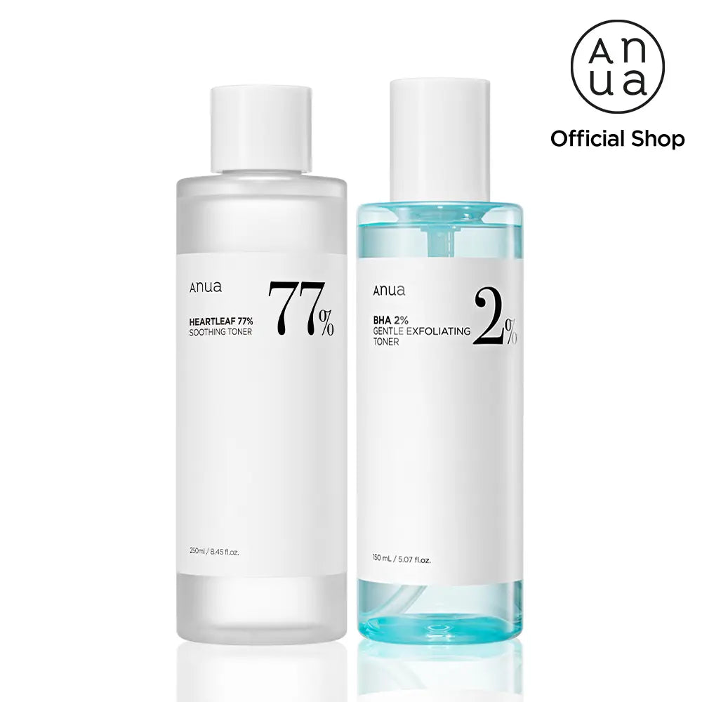 [Anua Official Shop] ANUA Toner Duo (Soothing Toner + BHA Toner), Heartleaf Soothing Toner Duo (Toner + Pad)｜Acne Safe Skin Care Set, Chemical Exfoliant, Mild Exfoliate for Oily & Sensitive