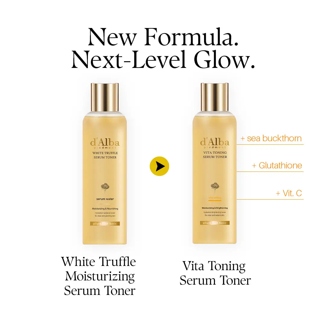 [OFFICIAL D'Alba] Vita Toning Serum Toner – Daily Face Serum Toner W/ Trufferol, Niacinamide, Glutathione, Sea Buckthorn Extract & Ceramide NP (6.09 Oz)